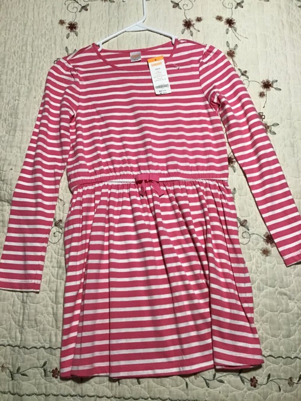 NWT Gymboree Girl's Pink/White Striped Knit Long Sleeve Dress--Size L (10-12)